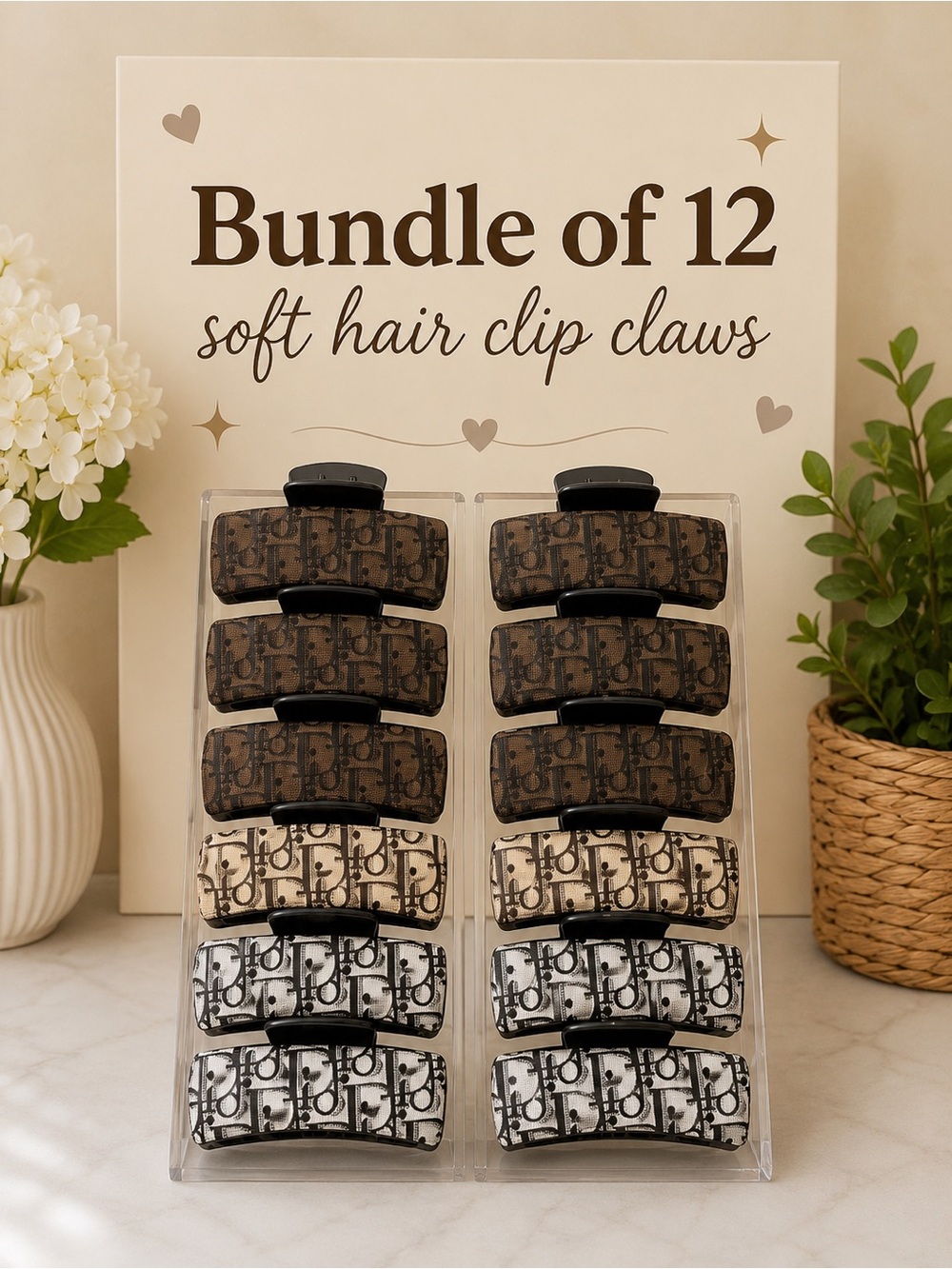 12 Soft Hair clip claws- New in package- Great fashion deal!